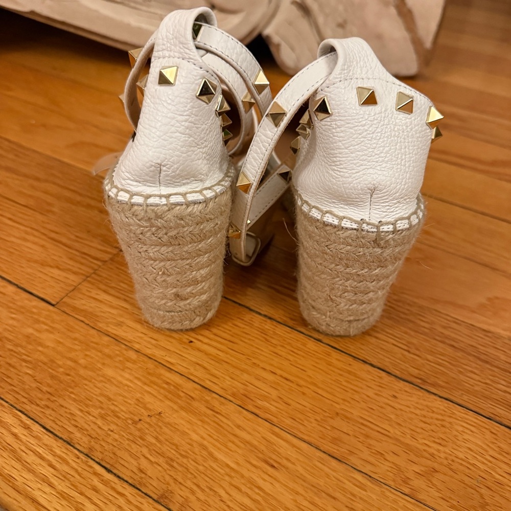Maypol Leather Studded Wedge Espadrille. Made in Spain. White. Size 40. NWOT - Picture 7 of 8